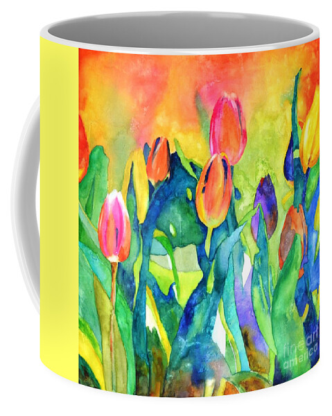 Tulips Coffee Mug featuring the painting Welcome Spring #1 #1 by Betty M M Wong