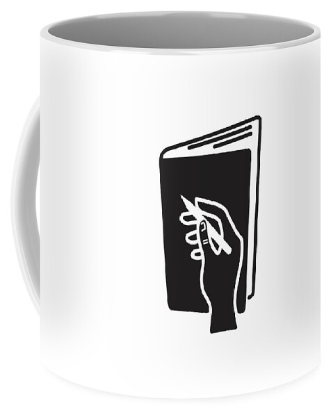 Academic Coffee Mug featuring the drawing Writing on Book #1 by CSA Images