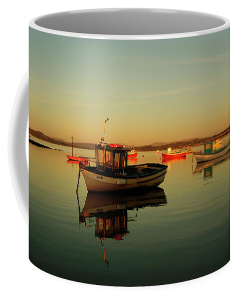Lancashire Coffee Mug featuring the photograph 10/11/13 MORECAMBE. Boats on the Bay. by Lachlan Main