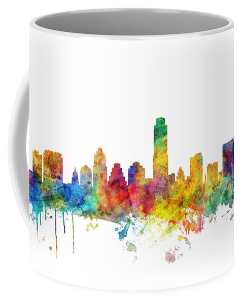 Austin Coffee Mug featuring the digital art Austin Texas Skyline by Michael Tompsett