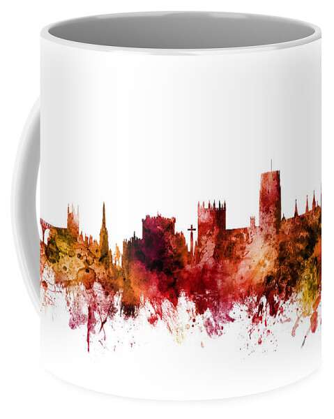 Durham Coffee Mug featuring the digital art Durham England Skyline Cityscape by Michael Tompsett