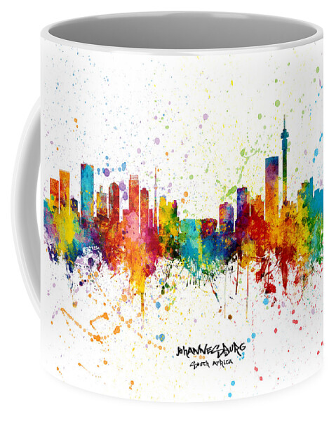 Johannesburg Coffee Mug featuring the digital art Johannesburg South Africa Skyline by Michael Tompsett