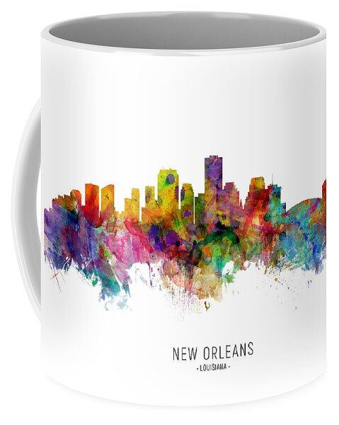 New Orleans Coffee Mug featuring the digital art New Orleans Louisiana Skyline by Michael Tompsett