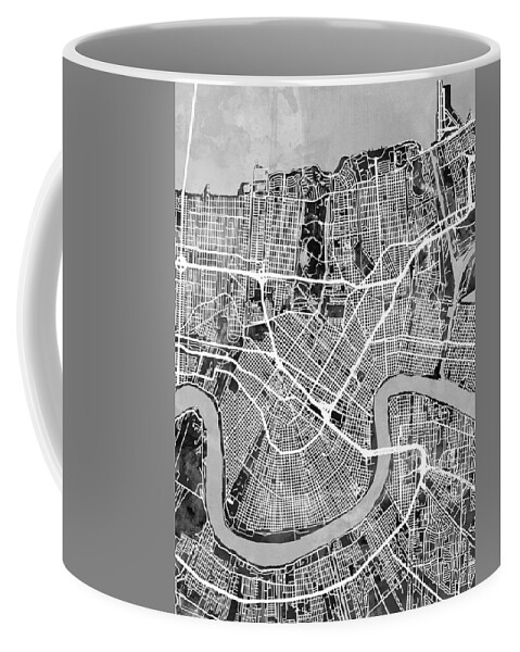 New Orelans Coffee Mug featuring the digital art New Orleans Street Map by Michael Tompsett