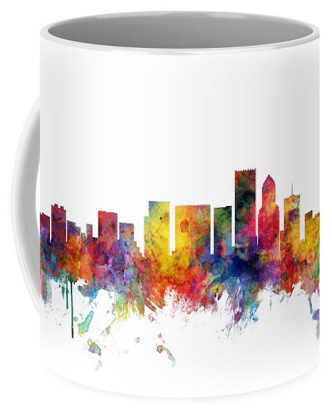 Portland Coffee Mug featuring the digital art Portland Oregon Skyline by Michael Tompsett