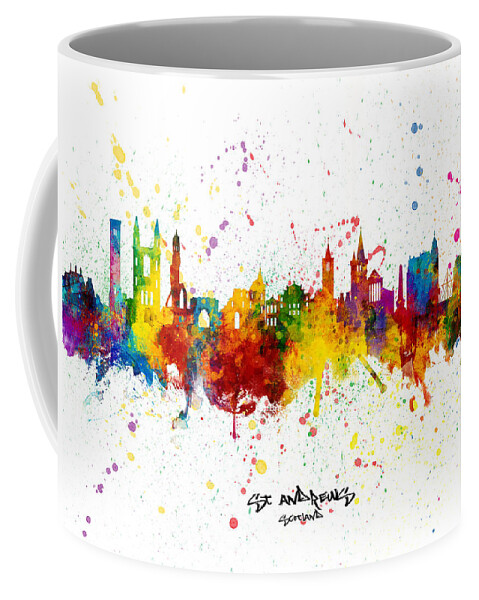 St Andrews Coffee Mug featuring the digital art St Andrews Scotland Skyline #10 by Michael Tompsett