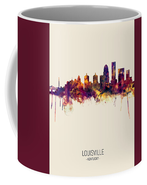 Louisville Coffee Mug featuring the digital art Louisville Kentucky City Skyline by Michael Tompsett