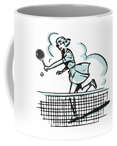 Action Coffee Mug featuring the drawing Woman Playing Tennis #11 by CSA Images