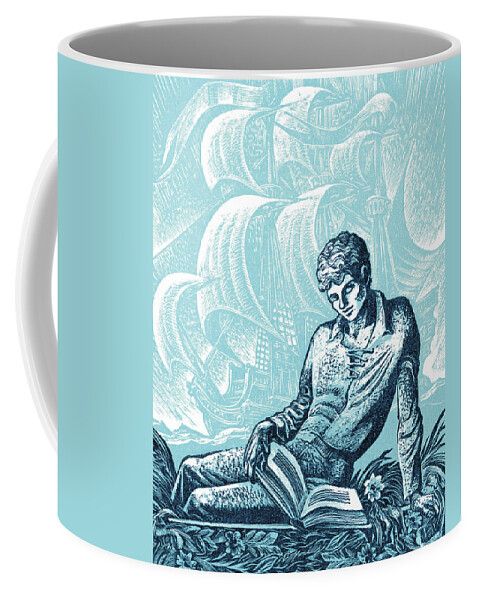 Activity Coffee Mug featuring the drawing Man Reading a Book #12 by CSA Images