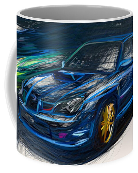 Subaru Coffee Mug featuring the digital art Subaru Impreza WRX STI Draw #12 by CarsToon Concept