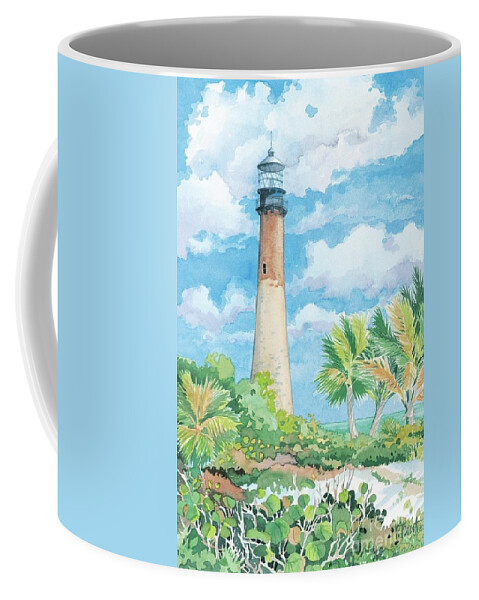 Lighthouse Cape Florida Coffee Mug featuring the painting 1245 - Lighthouse Cape Florida by Paul Brent