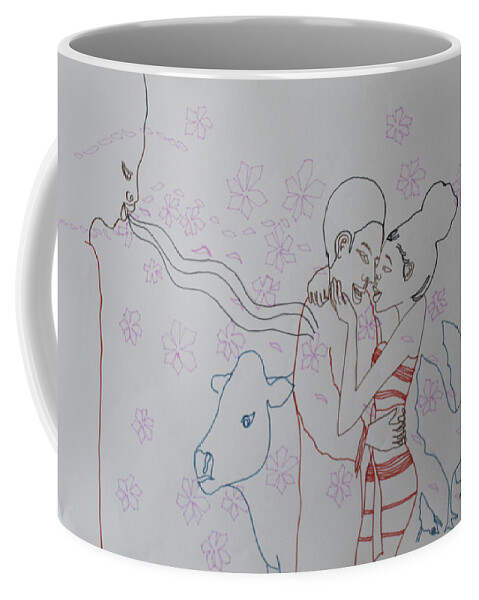 Jesus Coffee Mug featuring the painting Kintu and Nambi #129 by Gloria Ssali