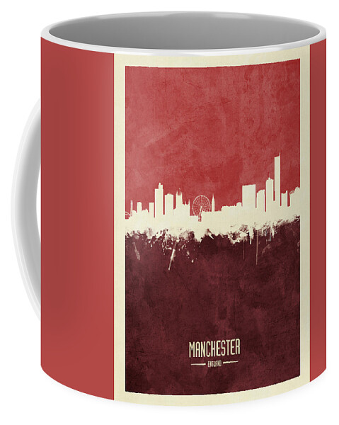 Manchester Coffee Mug featuring the digital art Manchester England Skyline by Michael Tompsett