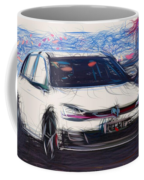 Volkswagen Coffee Mug featuring the digital art Volkswagen Golf GTI Drawing #15 by CarsToon Concept