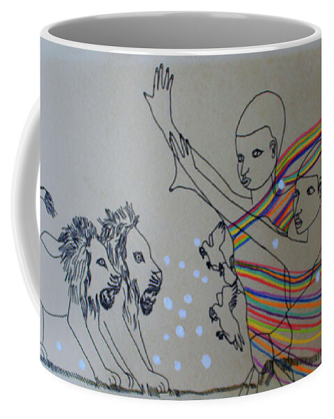 Jesus Coffee Mug featuring the painting Kintu and Nambi #159 by Gloria Ssali