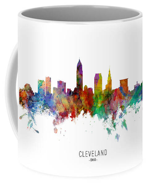 Cleveland Coffee Mug featuring the digital art Cleveland Ohio Skyline #17 by Michael Tompsett