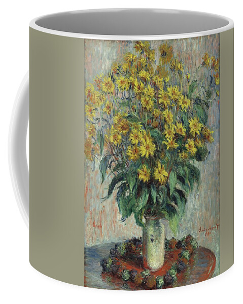 Claude Monet Coffee Mug featuring the painting Jerusalem Artichoke Flowers by Claude Monet