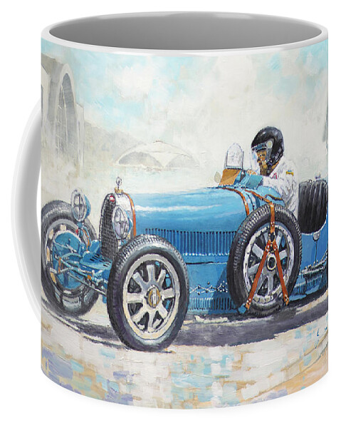 Shevchukart Coffee Mug featuring the painting 1928 Bugatti Type 35 by Yuriy Shevchuk