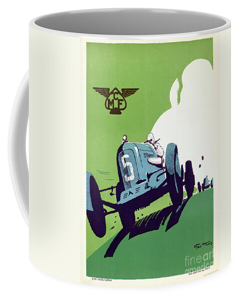 Vintage Coffee Mug featuring the mixed media 1930s Era Racing Car Poster by Geo Ham