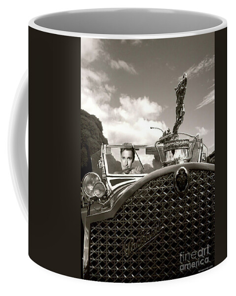 Vintage Coffee Mug featuring the photograph 1930s Image Of Errol Flynn Peering From Packard Roadster Windshield by Retrographs