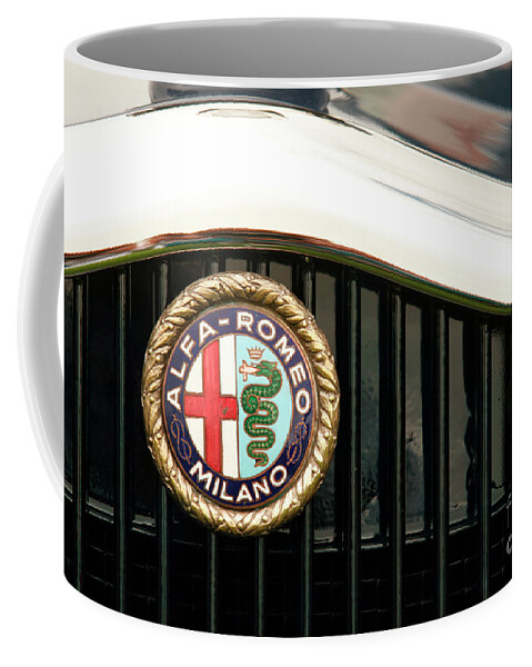Vintage Coffee Mug featuring the photograph 1931 Alfa Romeo Emblem by Lucie Collins