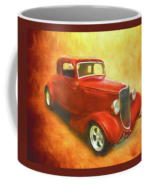 34 Ford Orange Coffee Mug featuring the digital art 1934 Ford On Fire by Rick Wicker