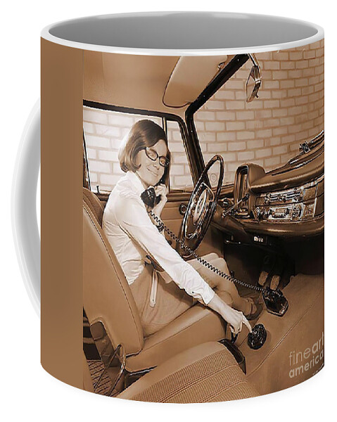 1960s Woman In Mercedes Benz Using Car Phone Coffee Mug by Retrographs -  Fine Art America