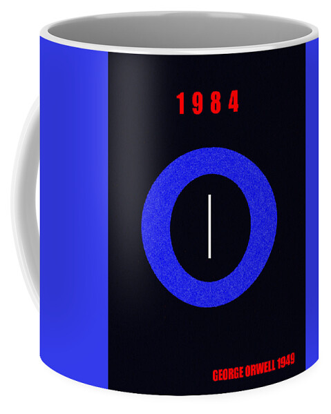 1984 Coffee Mug featuring the digital art 1984 Minimalism Art Book Cover by David Lee Thompson
