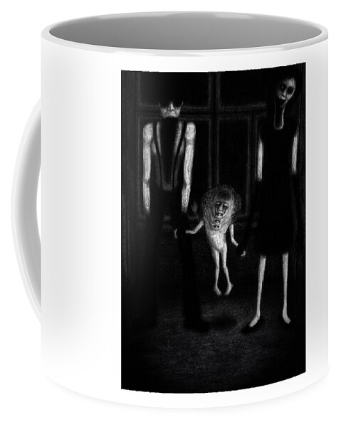 Horror Coffee Mug featuring the drawing Adeline's Family - Artwork #1 by Ryan Nieves
