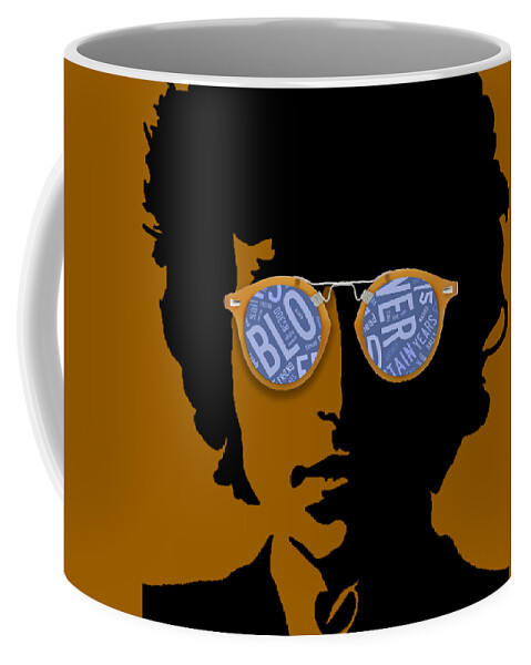 Bob Dylan Coffee Mug featuring the mixed media Bob Dylan Blowin in The Wind #2 by Marvin Blaine