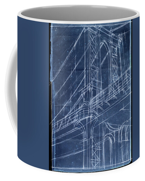 Architecture Coffee Mug featuring the painting Bridge Blueprint I by Ethan Harper