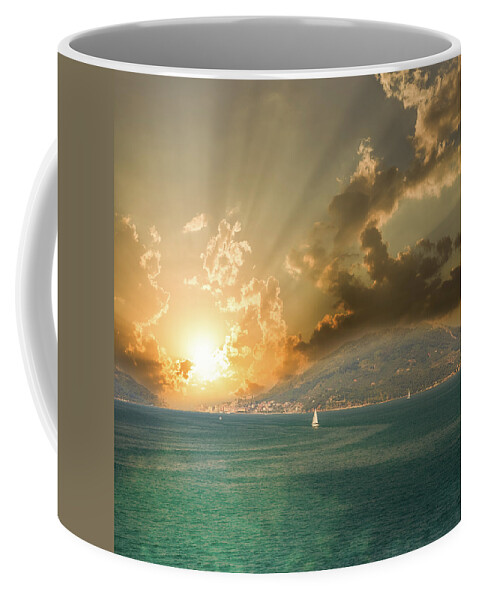 Cinque Coffee Mug featuring the photograph crystal clear waters of the Cinque Terre coast #2 by Vivida Photo PC