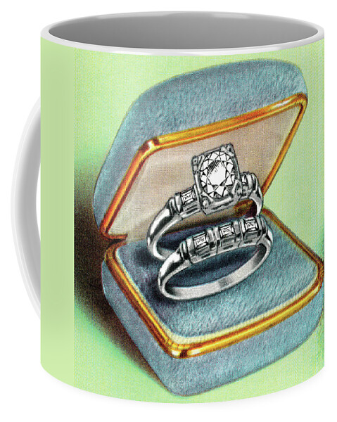 Accessories Coffee Mug featuring the drawing Engagement ring in box #2 by CSA Images