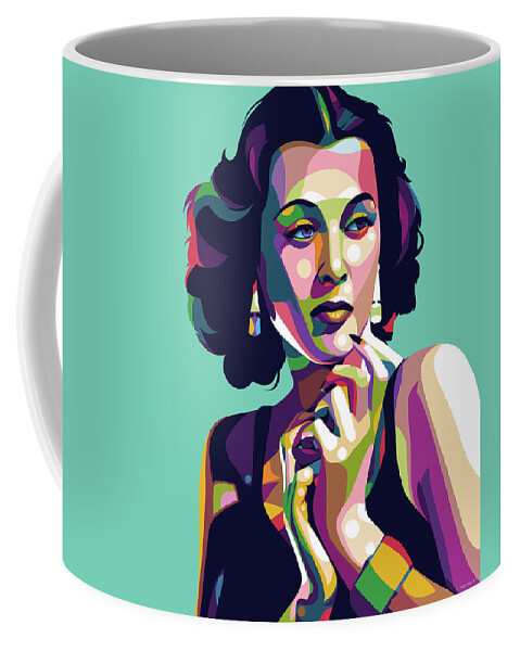 Hedy Coffee Mug featuring the digital art Hedy Lamarr - 2 by Stars on Art