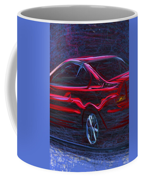 Honda Coffee Mug featuring the digital art Honda Prelude Vtec Drawing #2 by CarsToon Concept