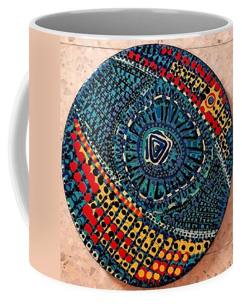 Mandala acrylic on wood modern artist from Israel #2 Coffee Mug by