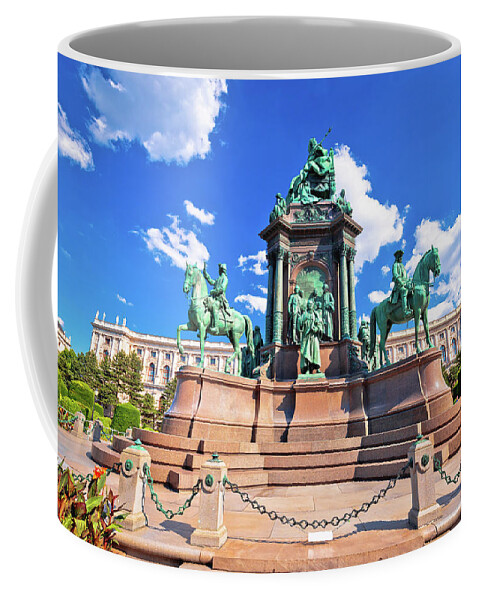 Vienna Coffee Mug featuring the photograph Maria Theresien Platz square in Vienna architecture and nature v #2 by Brch Photography