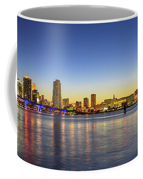 Architecture Coffee Mug featuring the photograph Miami Sunset Skyline by Raul Rodriguez