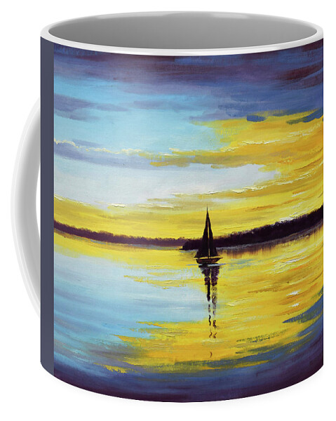 Nature Coffee Mug featuring the painting Ocean sunset by Graham Gercken