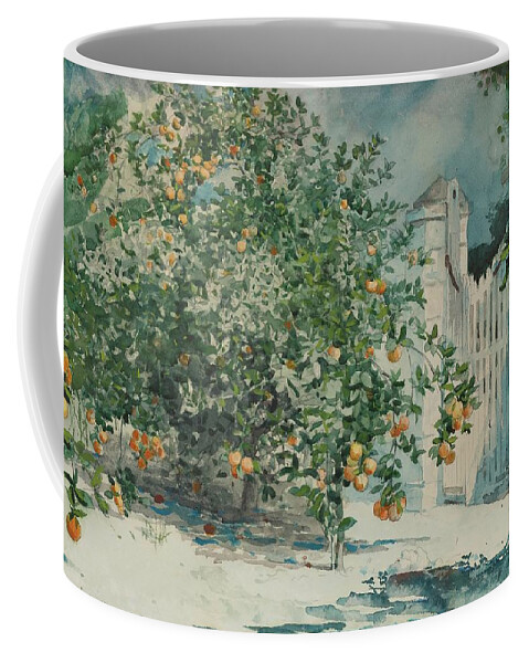 Impressionism Coffee Mug featuring the painting Orange Trees And Gate by Winslow Homer