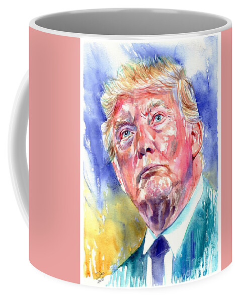Donald Coffee Mug featuring the painting President Donald Trump portrait by Suzann Sines