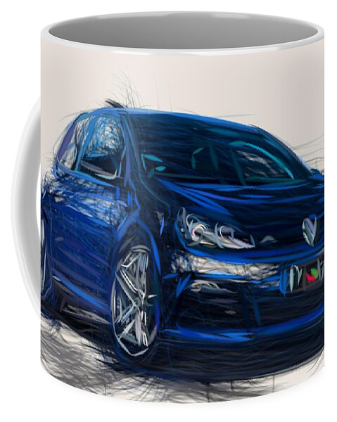Volkswagen Coffee Mug featuring the digital art Volkswagen Golf R Draw #2 by CarsToon Concept