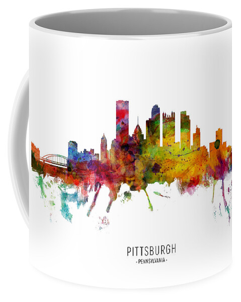 Pittsburgh Coffee Mug featuring the digital art Pittsburgh Pennsylvania Skyline by Michael Tompsett