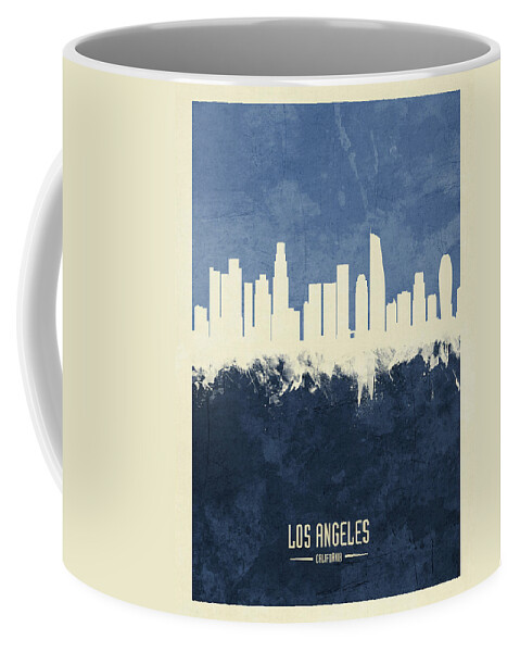 Los Angeles Coffee Mug featuring the digital art Los Angeles California Skyline #23 by Michael Tompsett