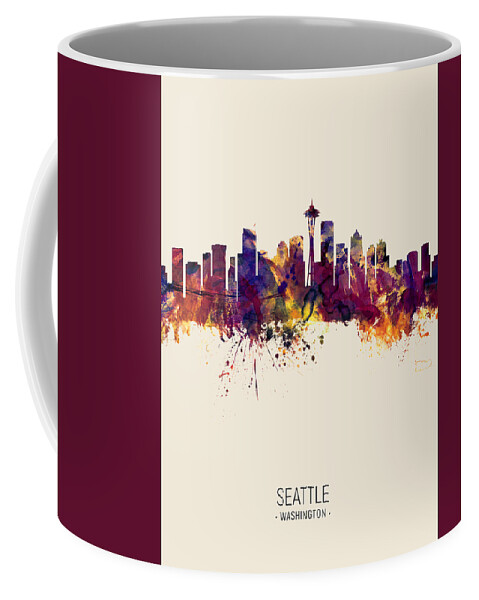 Seattle Coffee Mug featuring the digital art Seattle Washington Skyline #23 by Michael Tompsett