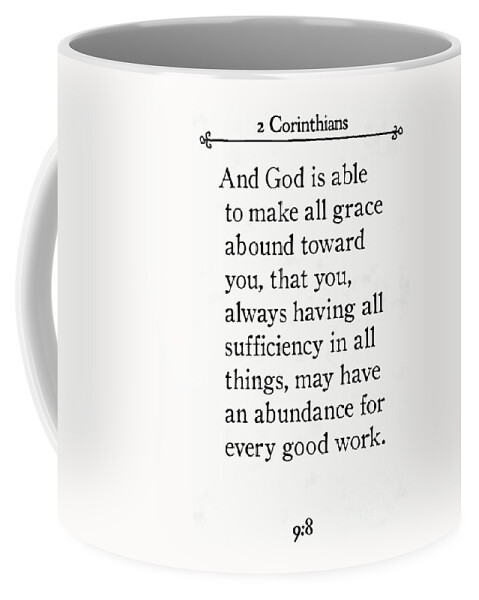 2 Corinthians Coffee Mug featuring the painting 2 Corinthians 9 8-Bible Verse Wall Art Collection by Mark Lawrence
