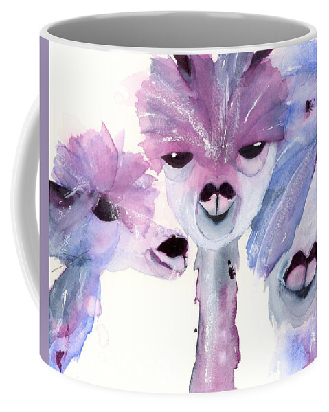 Alpaca Art Coffee Mug featuring the painting 3 Alpacas by Dawn Derman