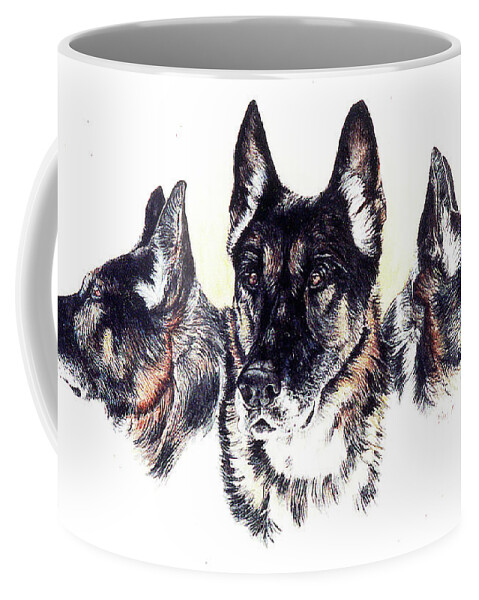 Watercolour Art Coffee Mug featuring the painting 3 Faces of Beezor by Patrice Clarkson
