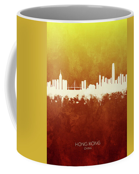 Hong Kong Coffee Mug featuring the digital art Hong Kong China Skyline by Michael Tompsett