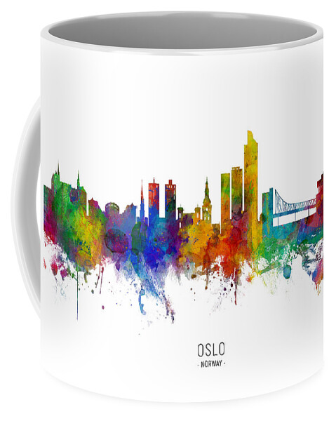 Oslo Coffee Mug featuring the digital art Oslo Norway Skyline by Michael Tompsett